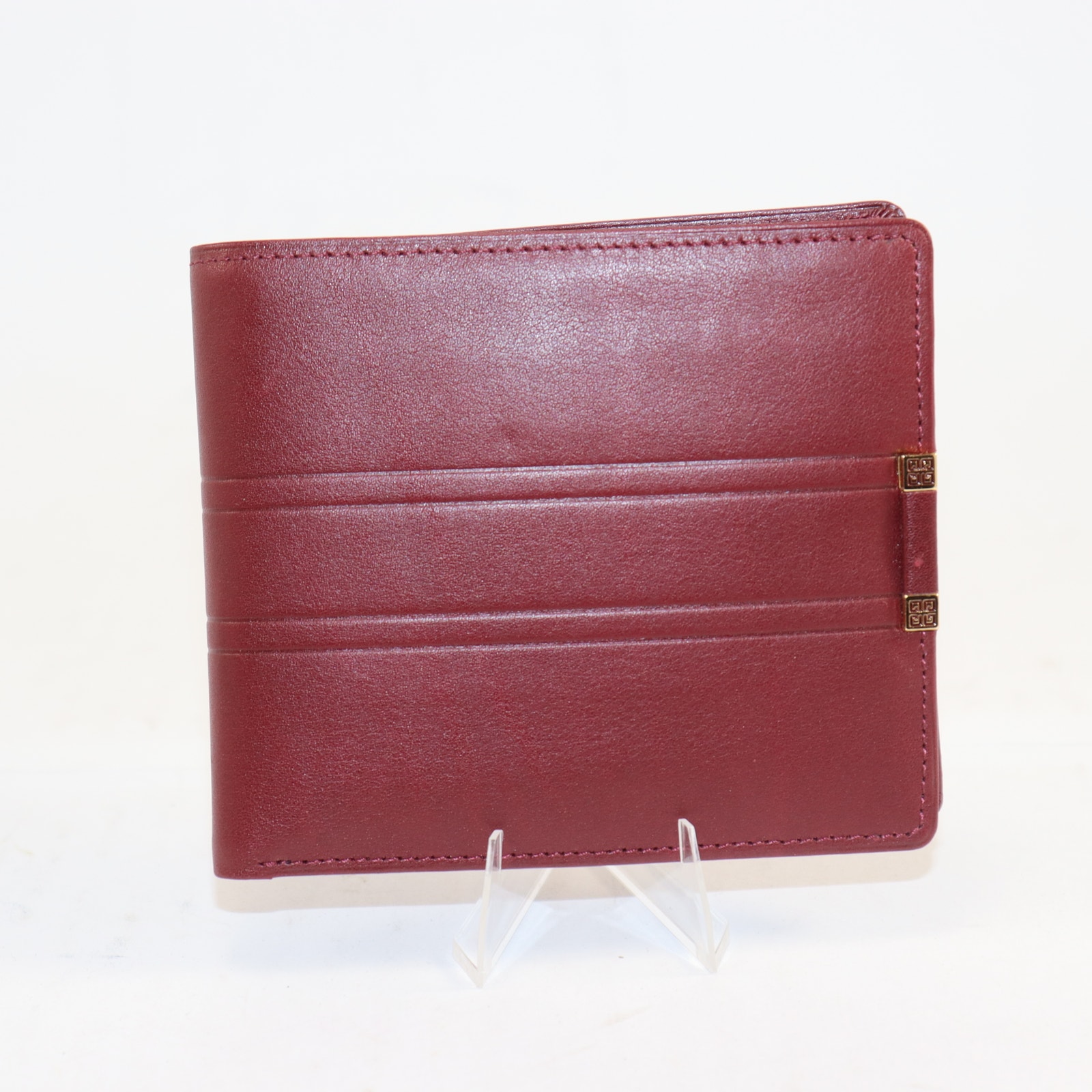 Vintage Givenchy Men&acirc;s Burgundy Leather Bifold Wallet With Box